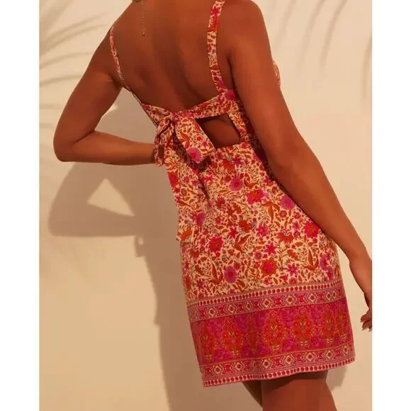 Vici Amayan Baby Doll Mini Dress Womens Size Xsmall orange pink - Picture 1 of 6